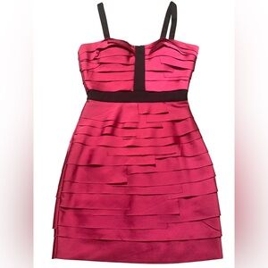 Bebe Women Vibrant Pink Satin Fabric Mini Dress XS. NWOT